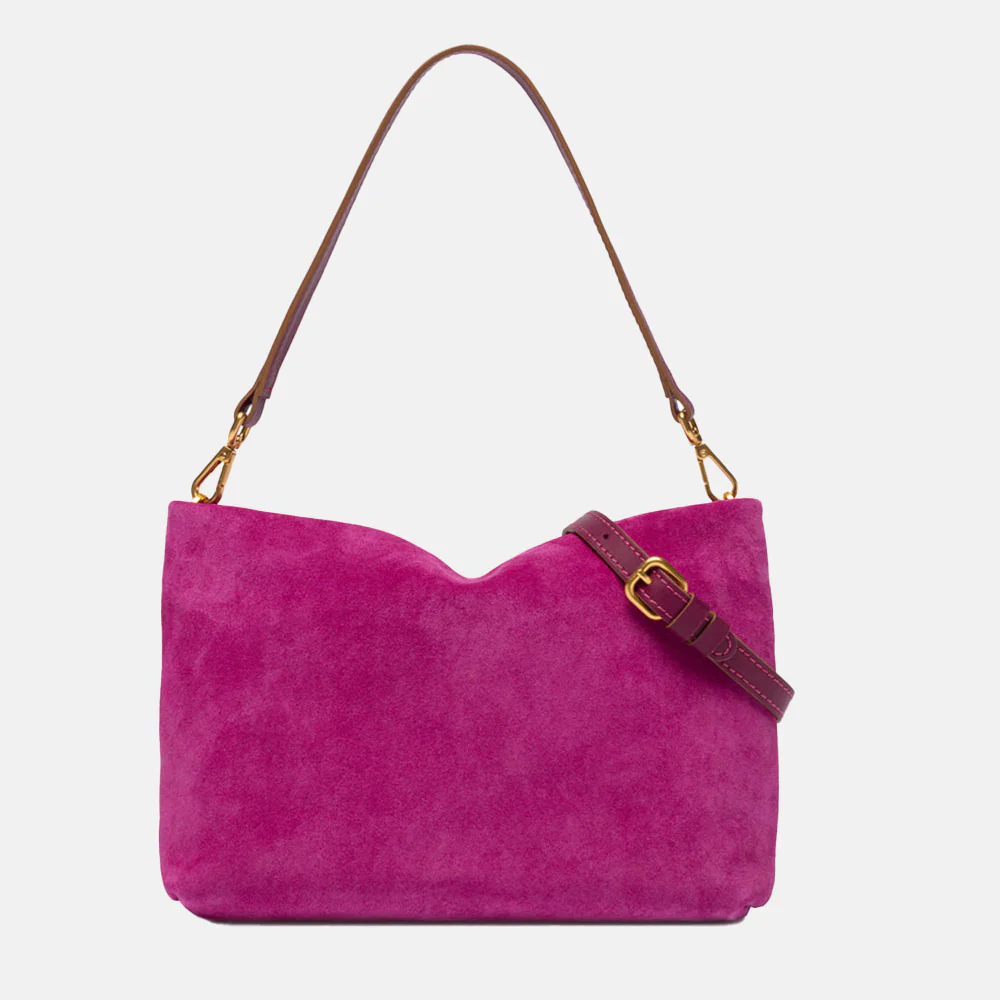 Fuchsia Pink Suede Brenda Handbag