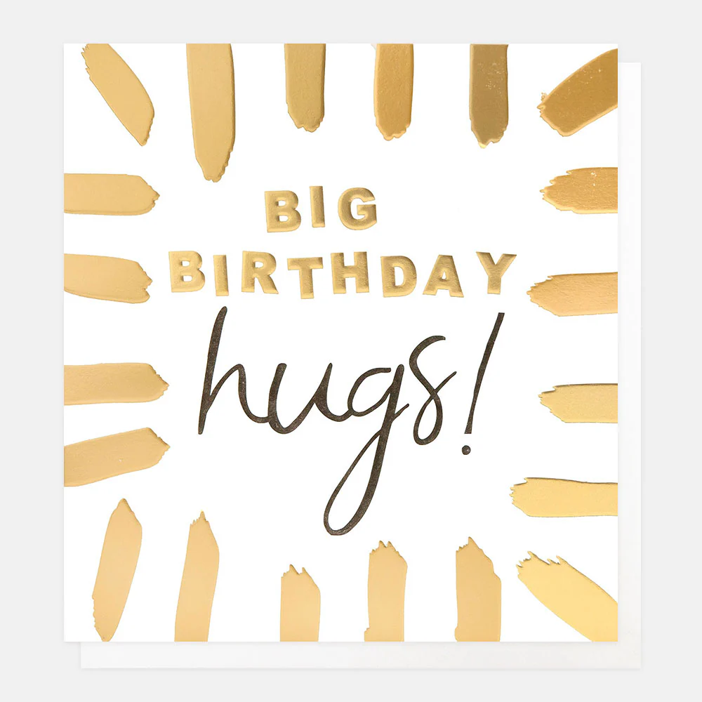 Gold Brushstrokes Birthday Hugs Card