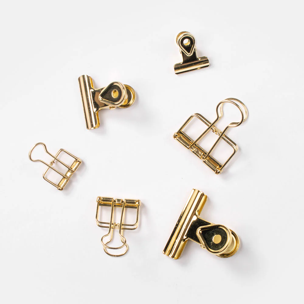 Gold Bulldog Clips Set of 6 - Image 2
