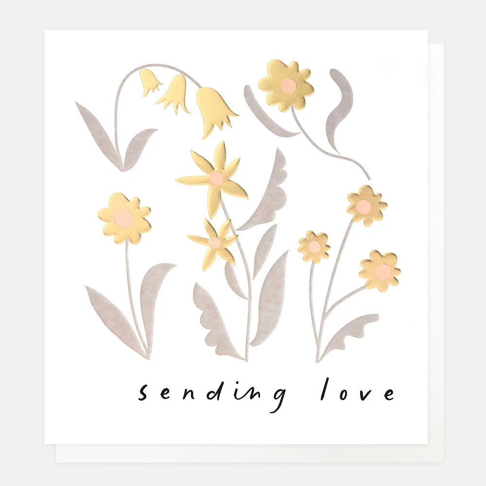 Gold Flowers Sending Love Thinking of You Card