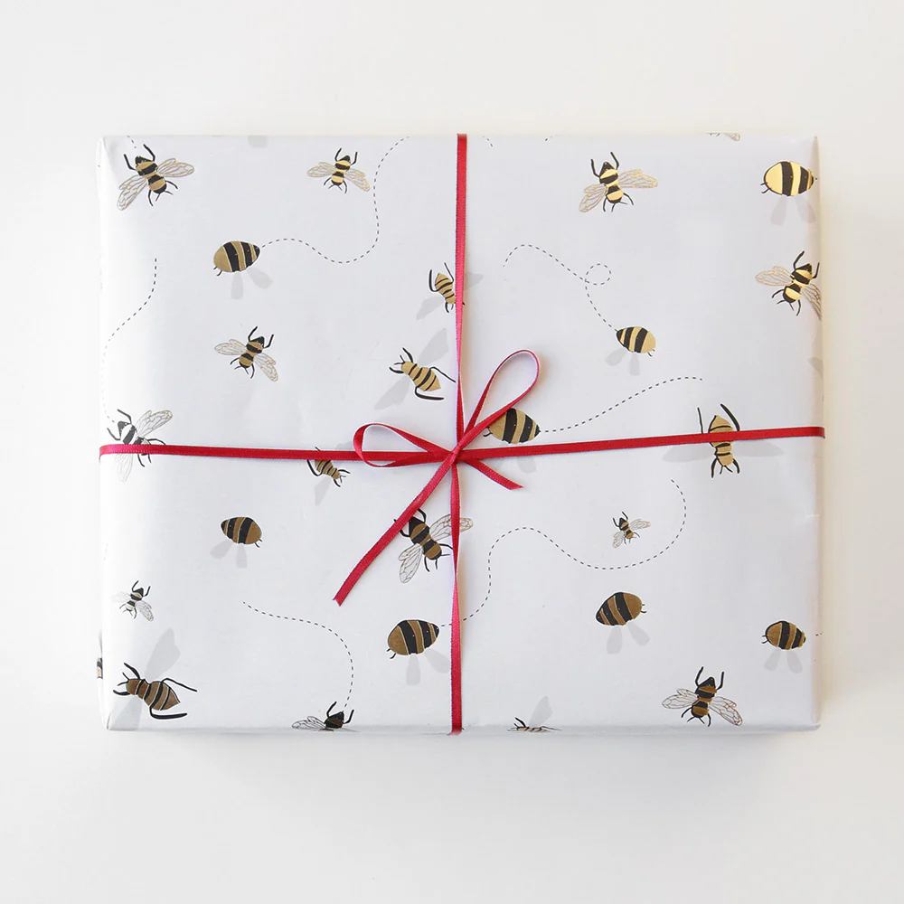 Gold Foil Bee Wrapping Paper