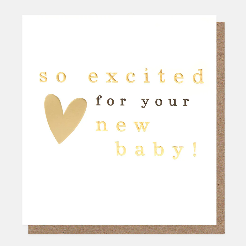 Gold Heart New Baby Card