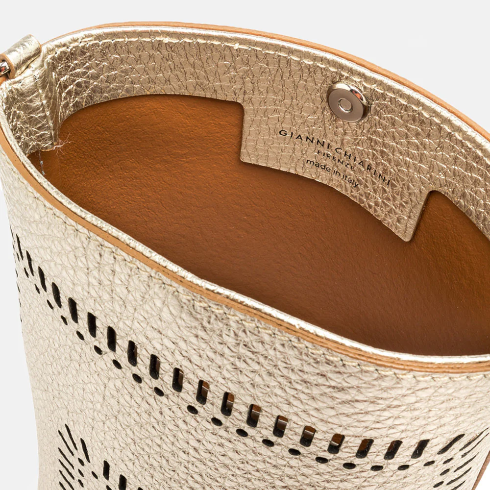 Gold Leather Vanessa Bucket Bag - Image 2