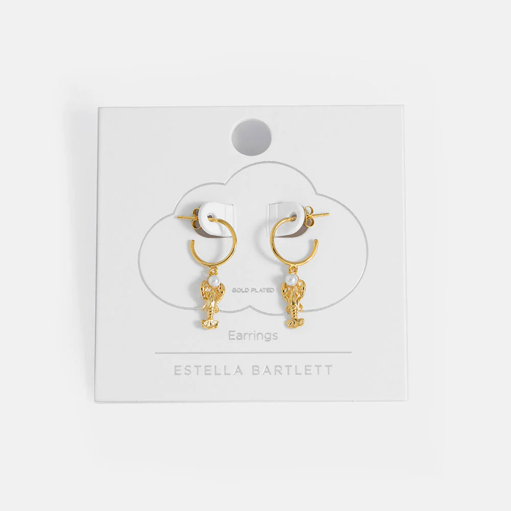 Gold Lobster Charm Hoop Earrings - Image 2
