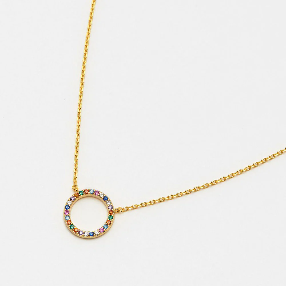 Gold Plated Rainbow Circle Necklace