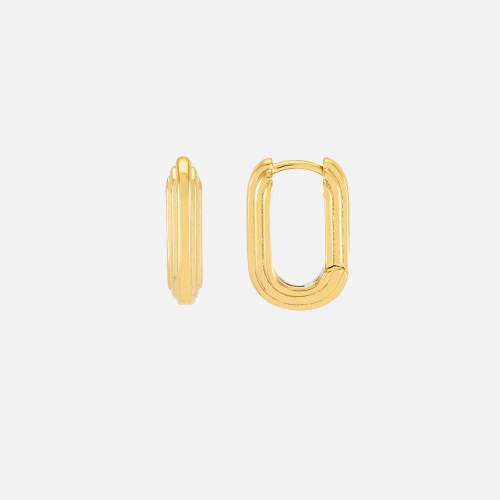 Gold Ridged Hinge Hoops