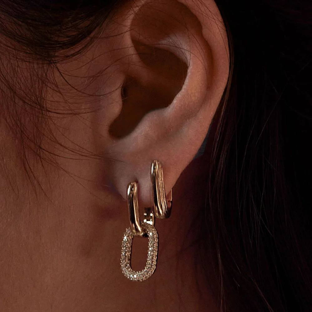 Gold Ridged Hinge Hoops - Image 2