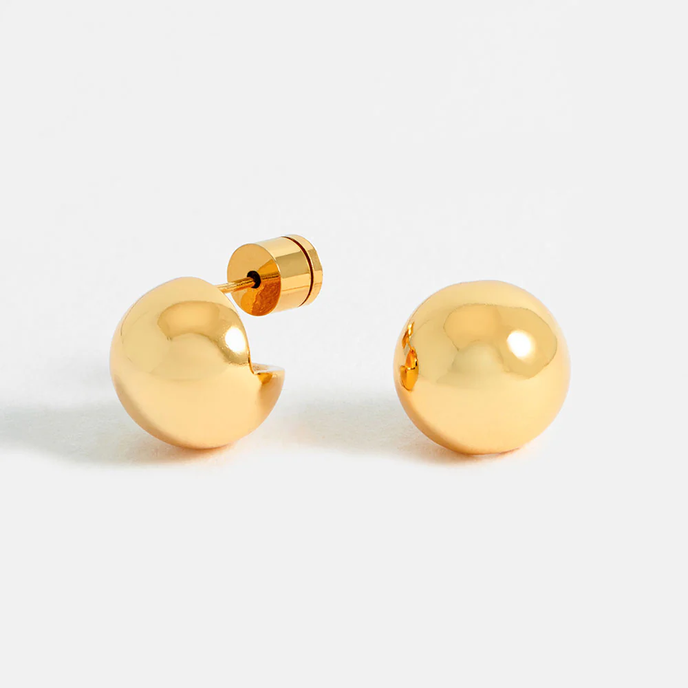 Gold Sphere Stud Earrings