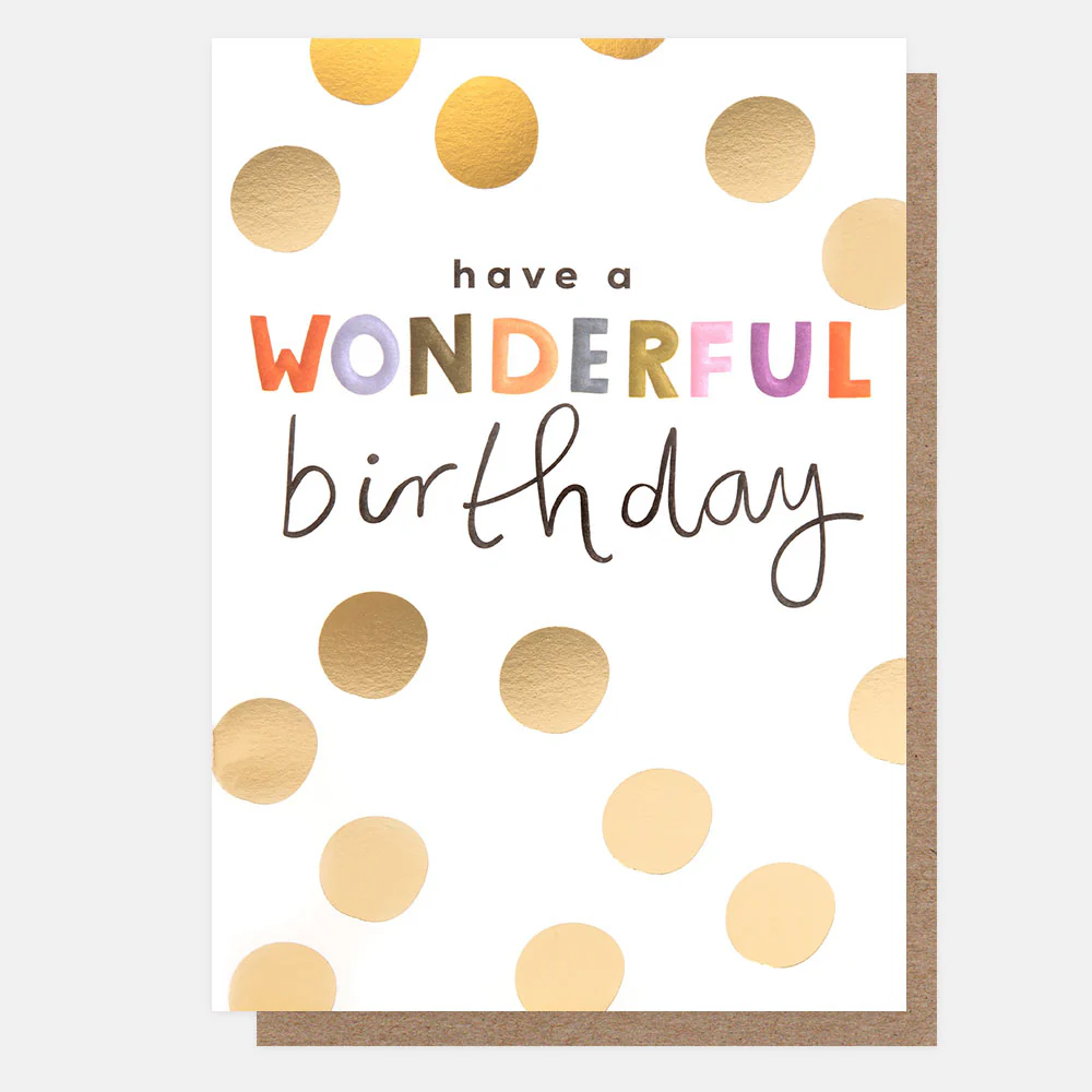Gold Spot Wonderful Birthday Card