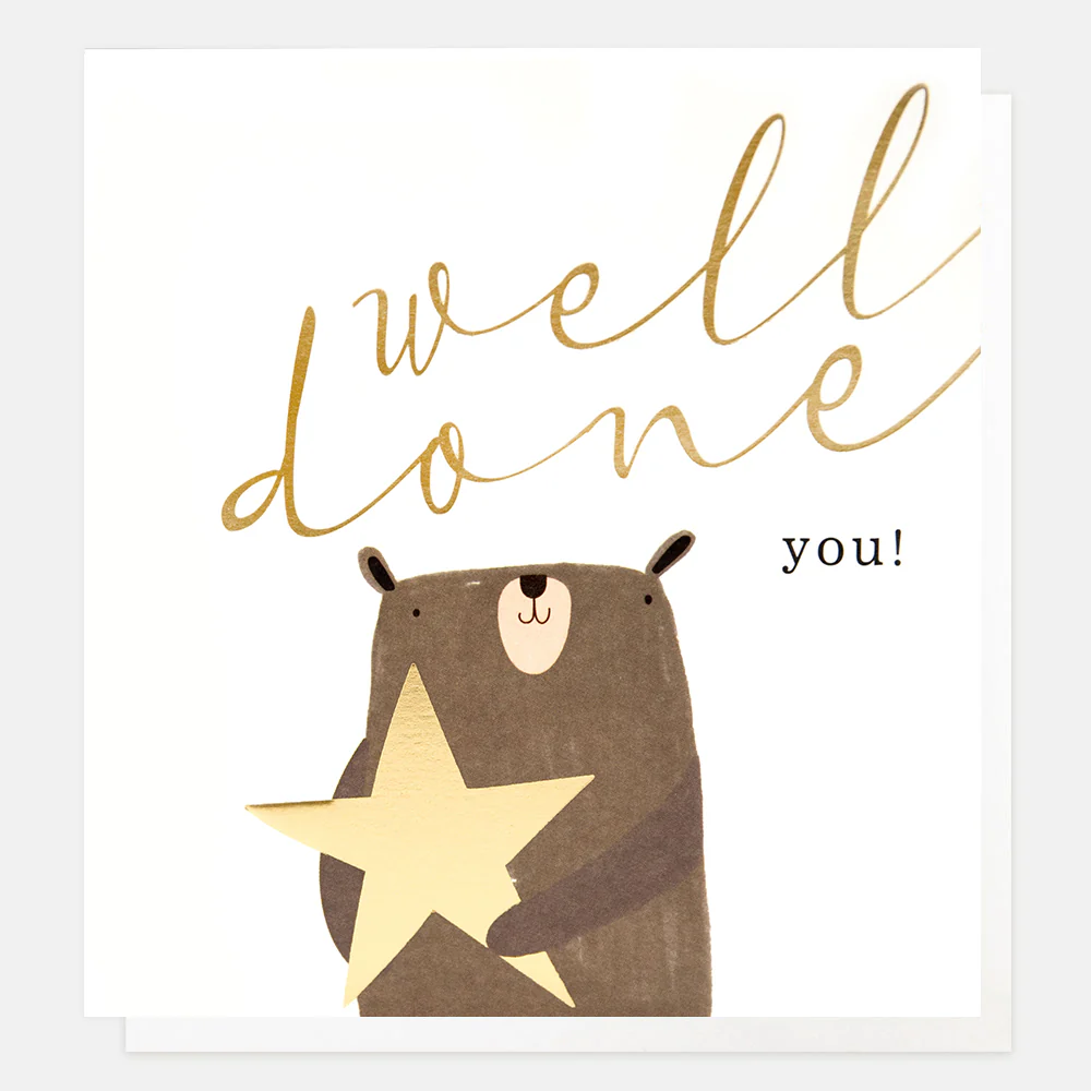 Gold Star Bear Congratulations Card