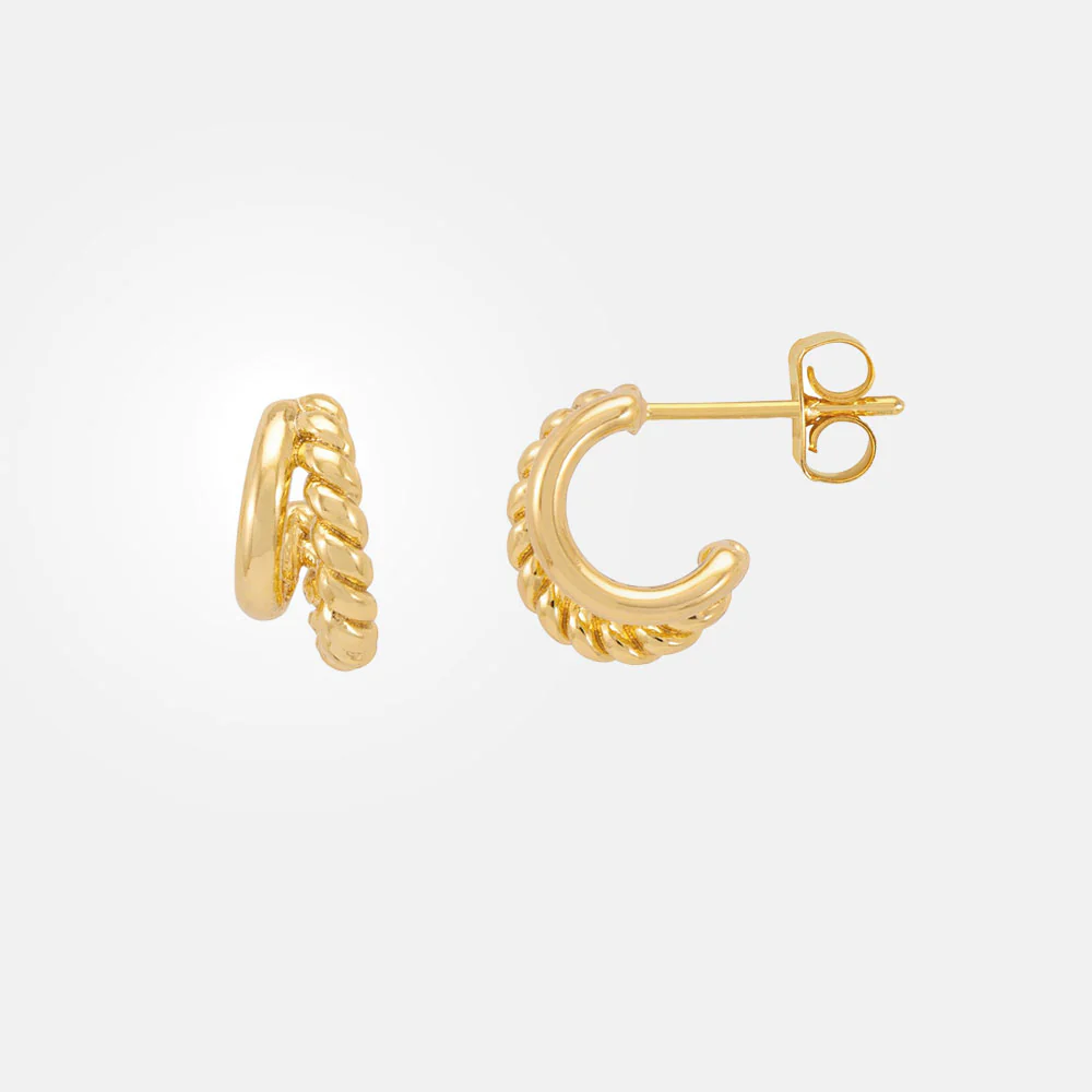 Gold Twist Double Hoop Earrings