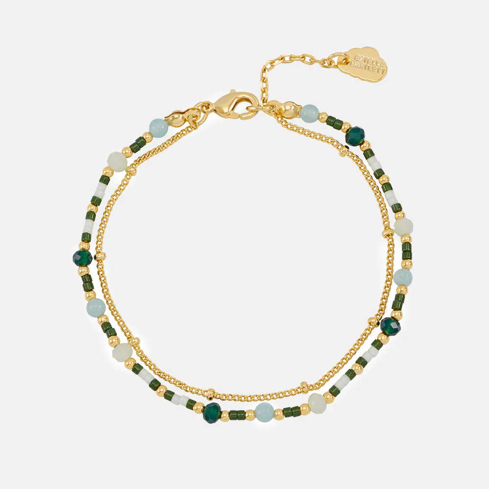 Green Beaded Duo Chain Bracelet