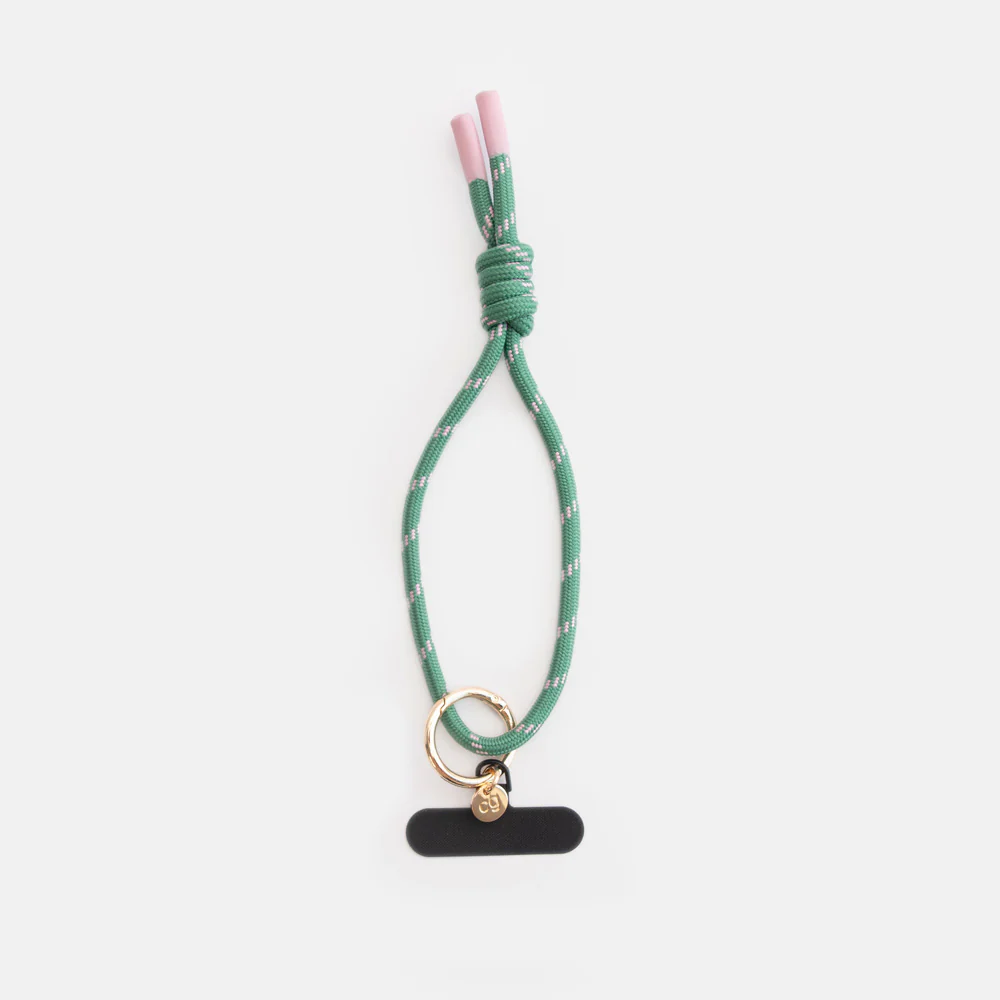Green/Pink Cord Wristlet Phone Strap
