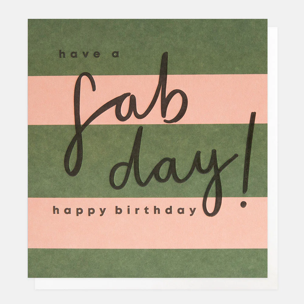 Green/Pink Stripe Fab Day Birthday Card