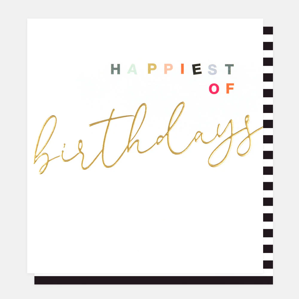 Gold Calligraphy Happiest Of Birthdays Card
