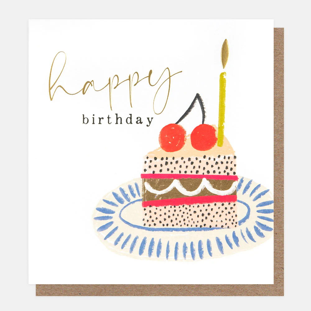 Cake On A Plate Happy Birthday Card