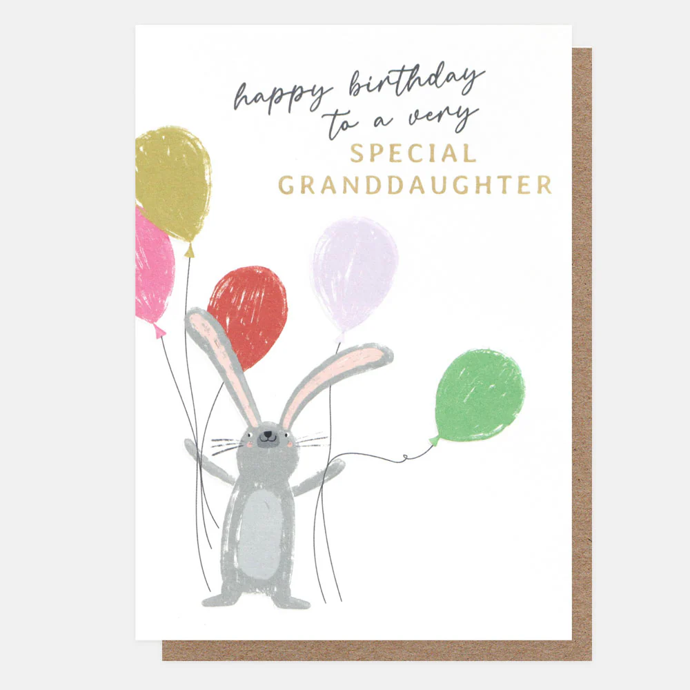 Rabbit & Balloons Happy Birthday Granddaughter Card