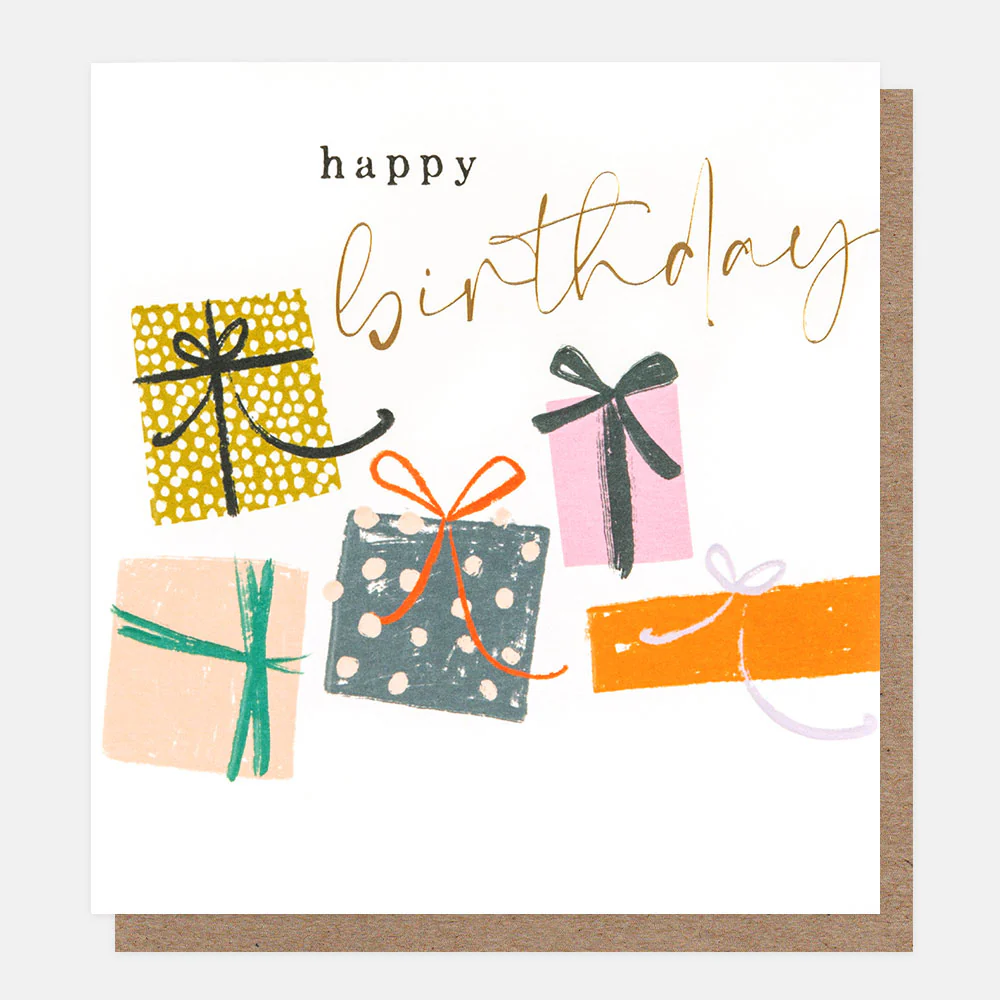Patterned Presents Happy Birthday Card