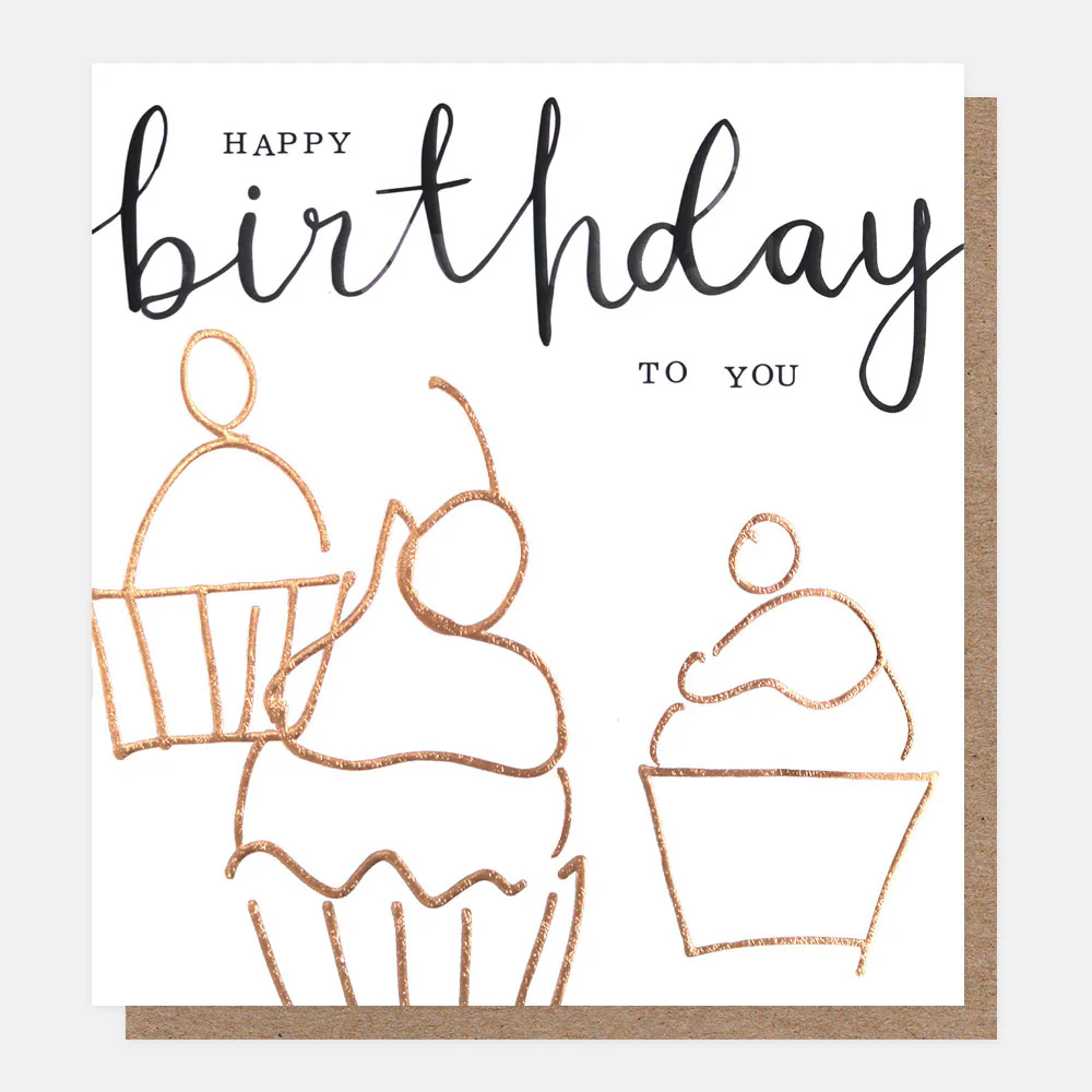 Gold Cupcakes Birthday Card