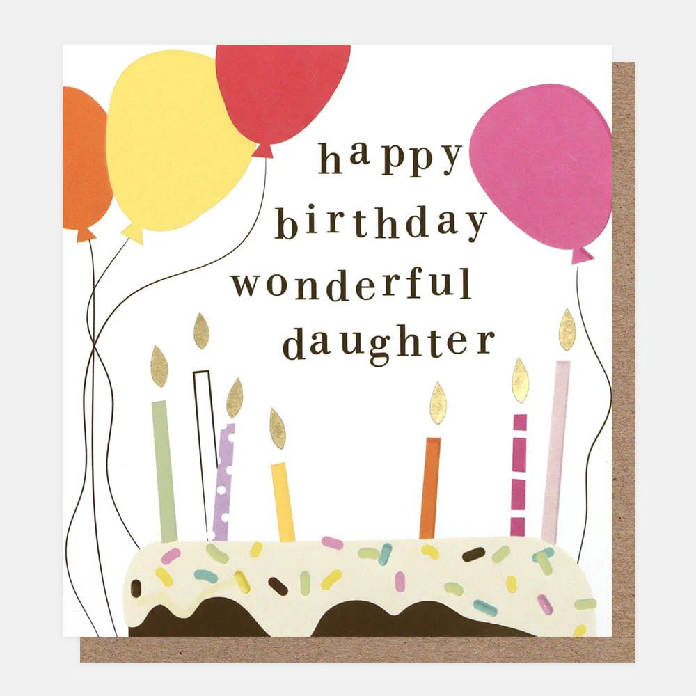 Cake & Balloons Birthday Card For Daughter