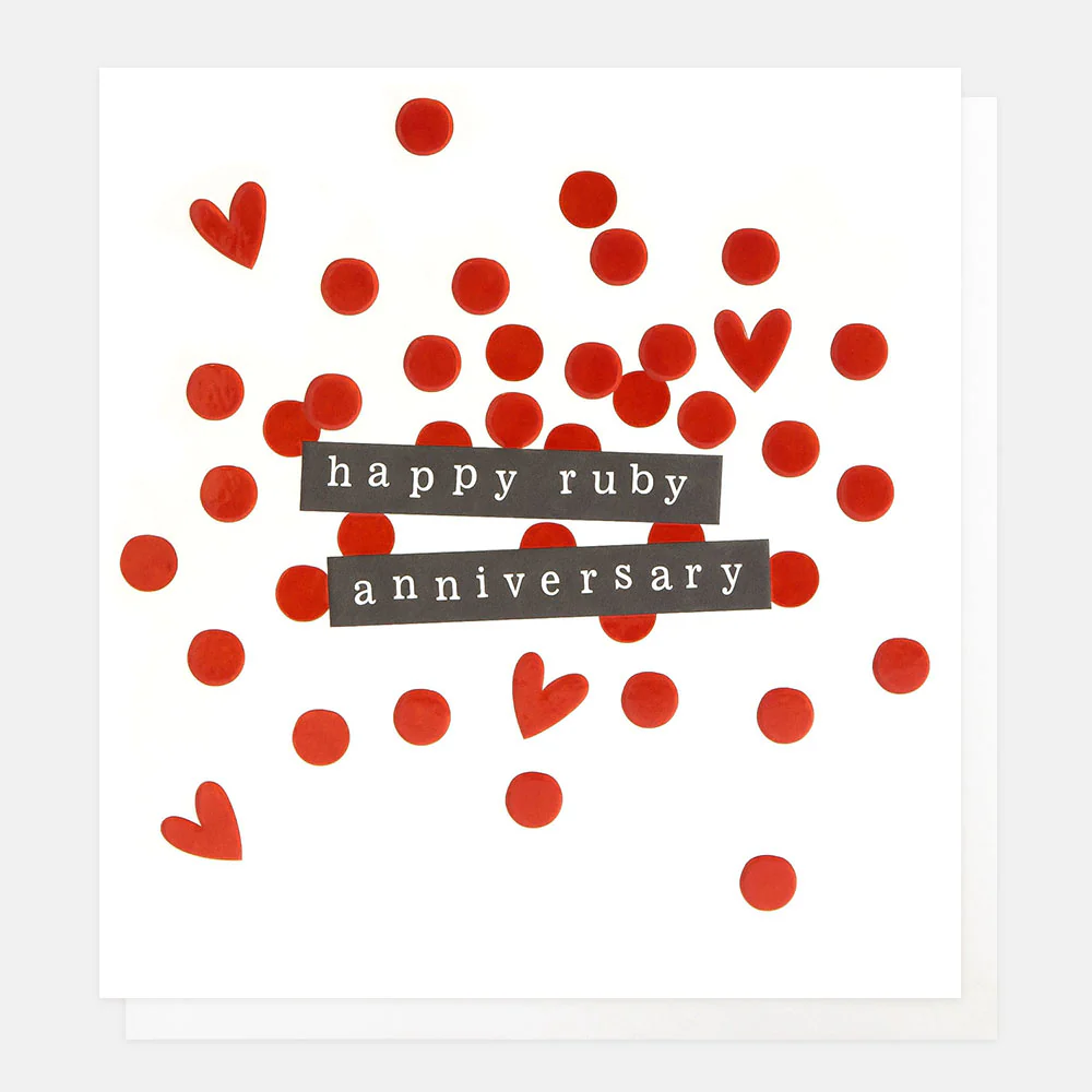 Hearts & Spots Confetti Ruby Anniversary Card