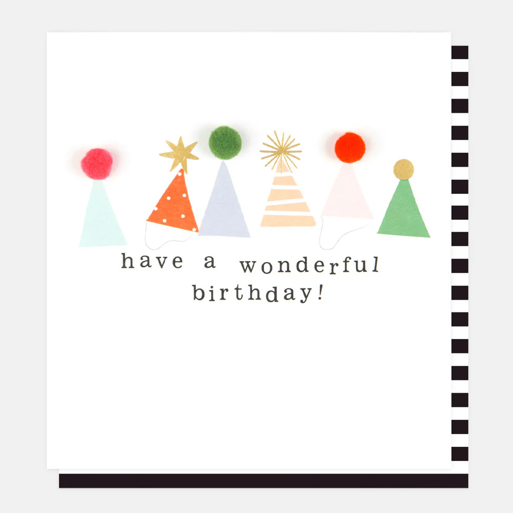 Pom Pom Party Hats Birthday Card