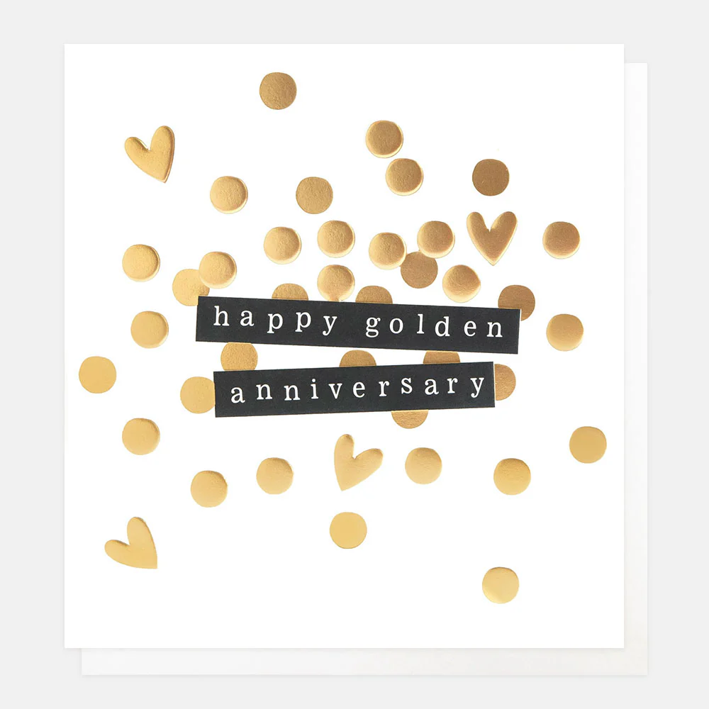Hearts & Spots Confetti Golden Anniversary Card