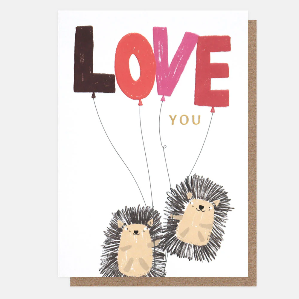 Hedgehogs Love You Balloons Card