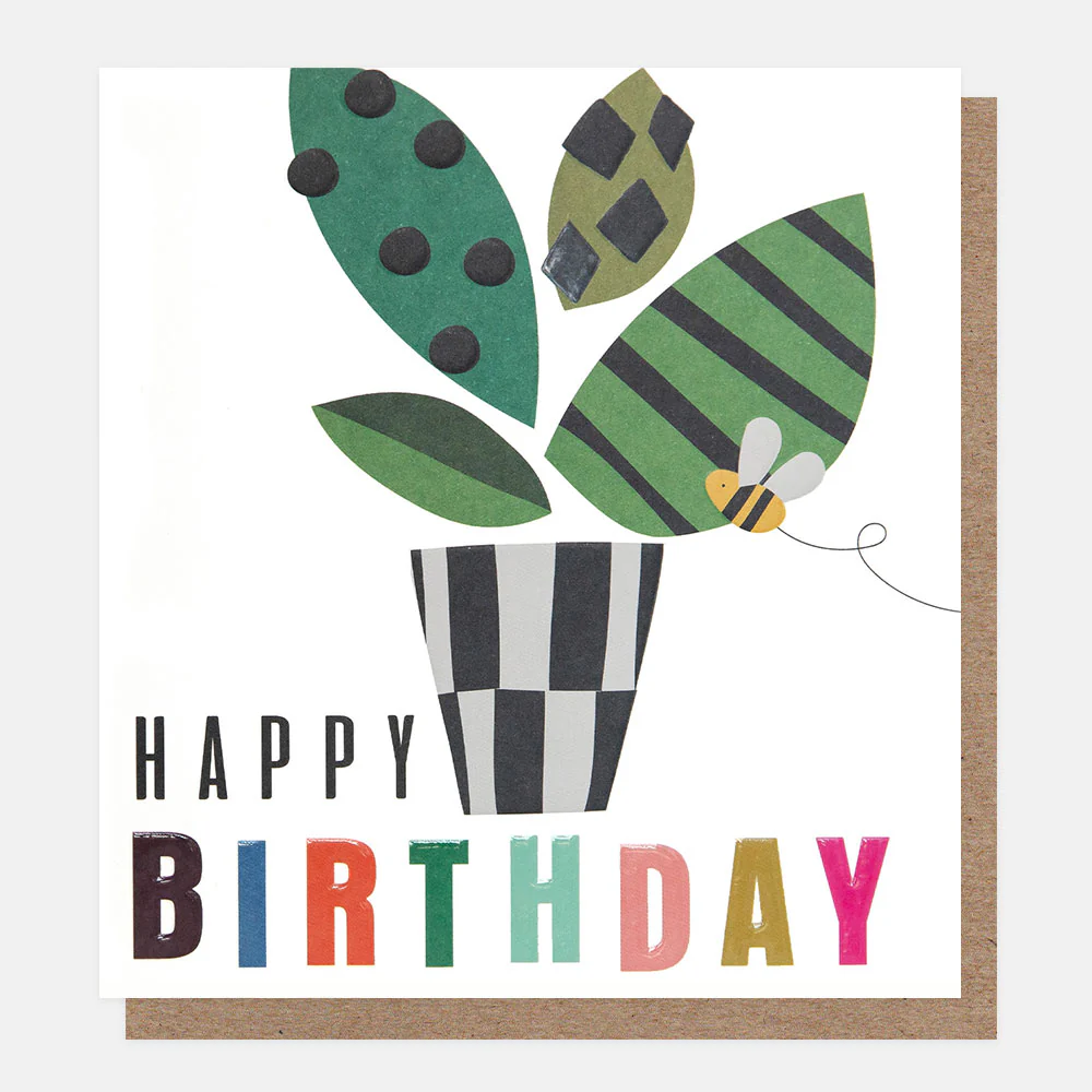 Houseplant & Bee Happy Birthday Card