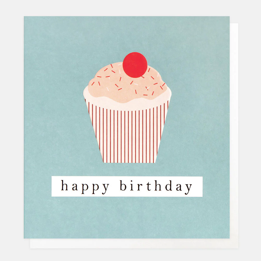 Iced Cupcake With Cherry Birthday Card
