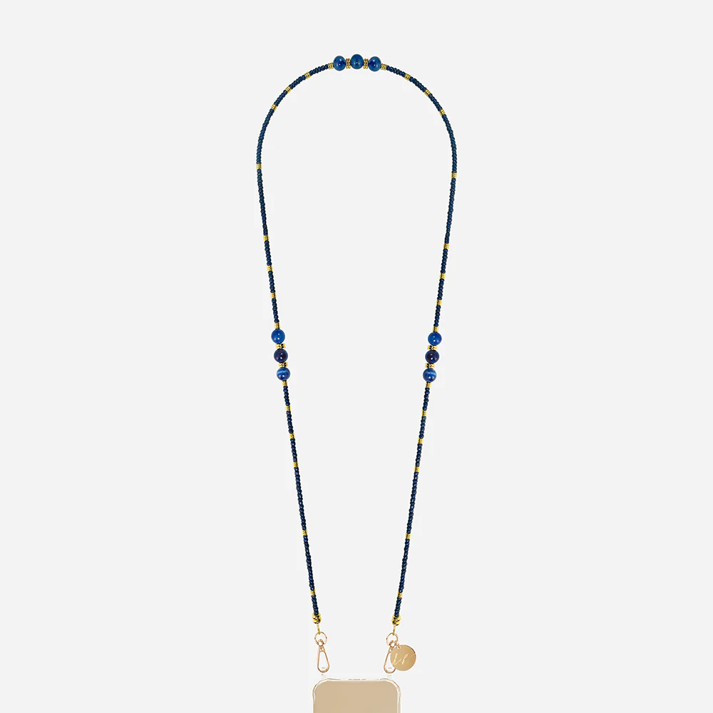 Iris Blue Beaded Phone Chain