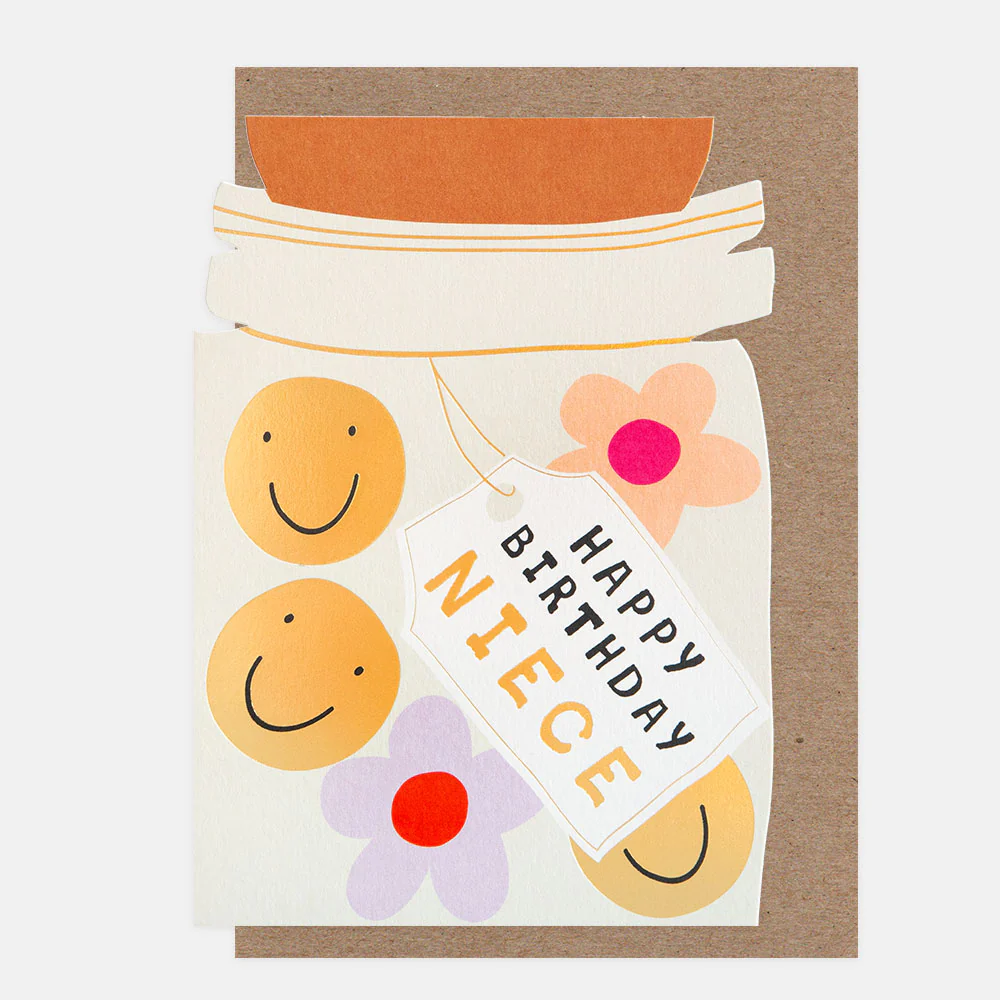 Jar of Smiles & Flowers Birthday Card For Niece