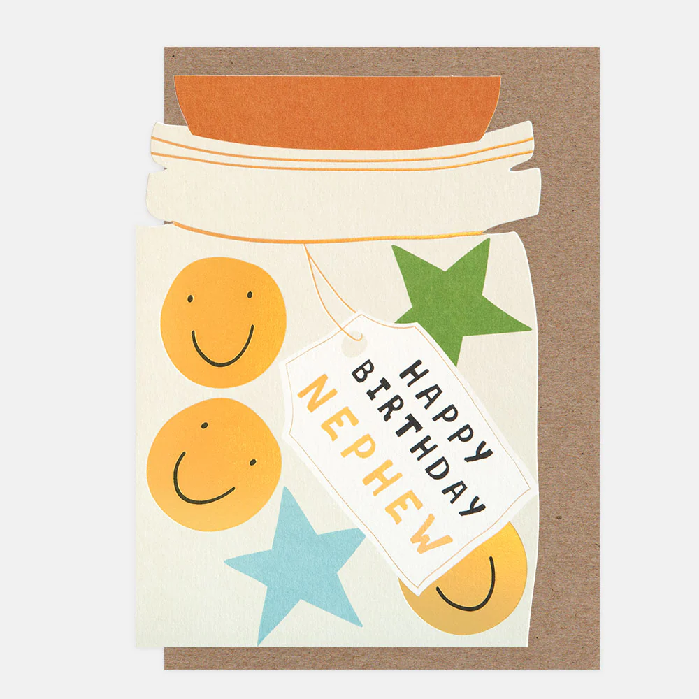 Jar of Smiles & Stars Birthday Card For Nephew