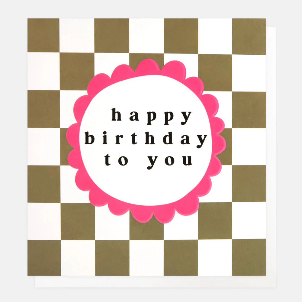 Khaki Check Birthday Card