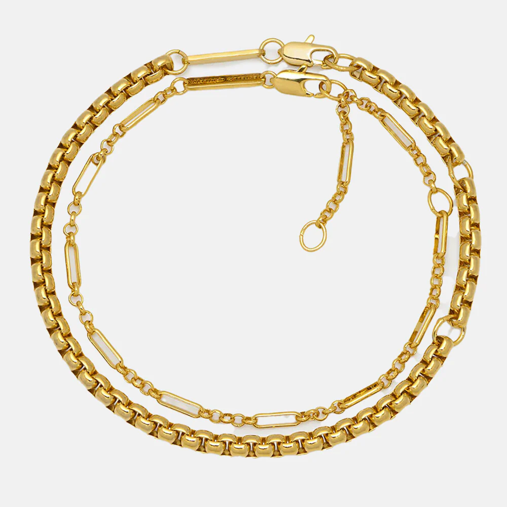 Gold Plated Layered Chain Bracelet