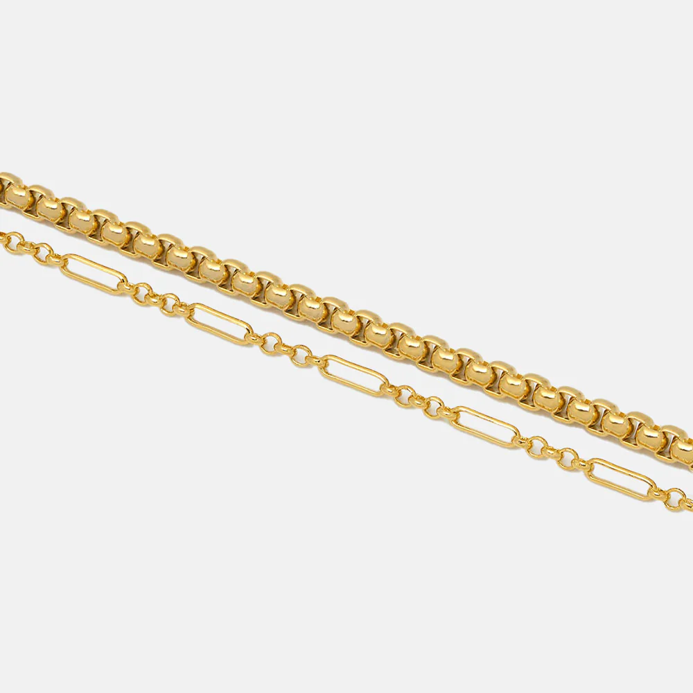 Gold Plated Layered Chain Bracelet - Image 2