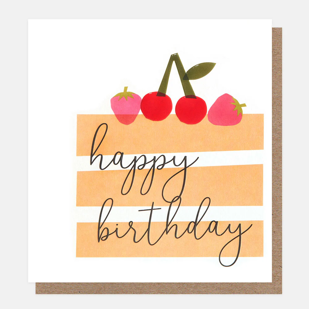 Layered Cake With Berries Birthday Card