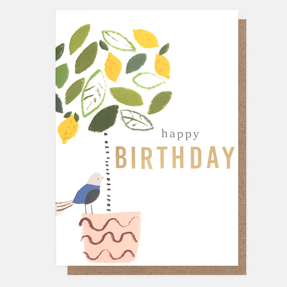 Lemon Tree & Bird Birthday Card