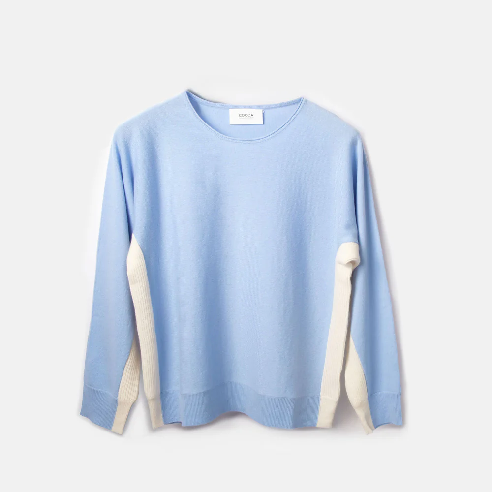 Light Blue/Cream Cashmere Jumper