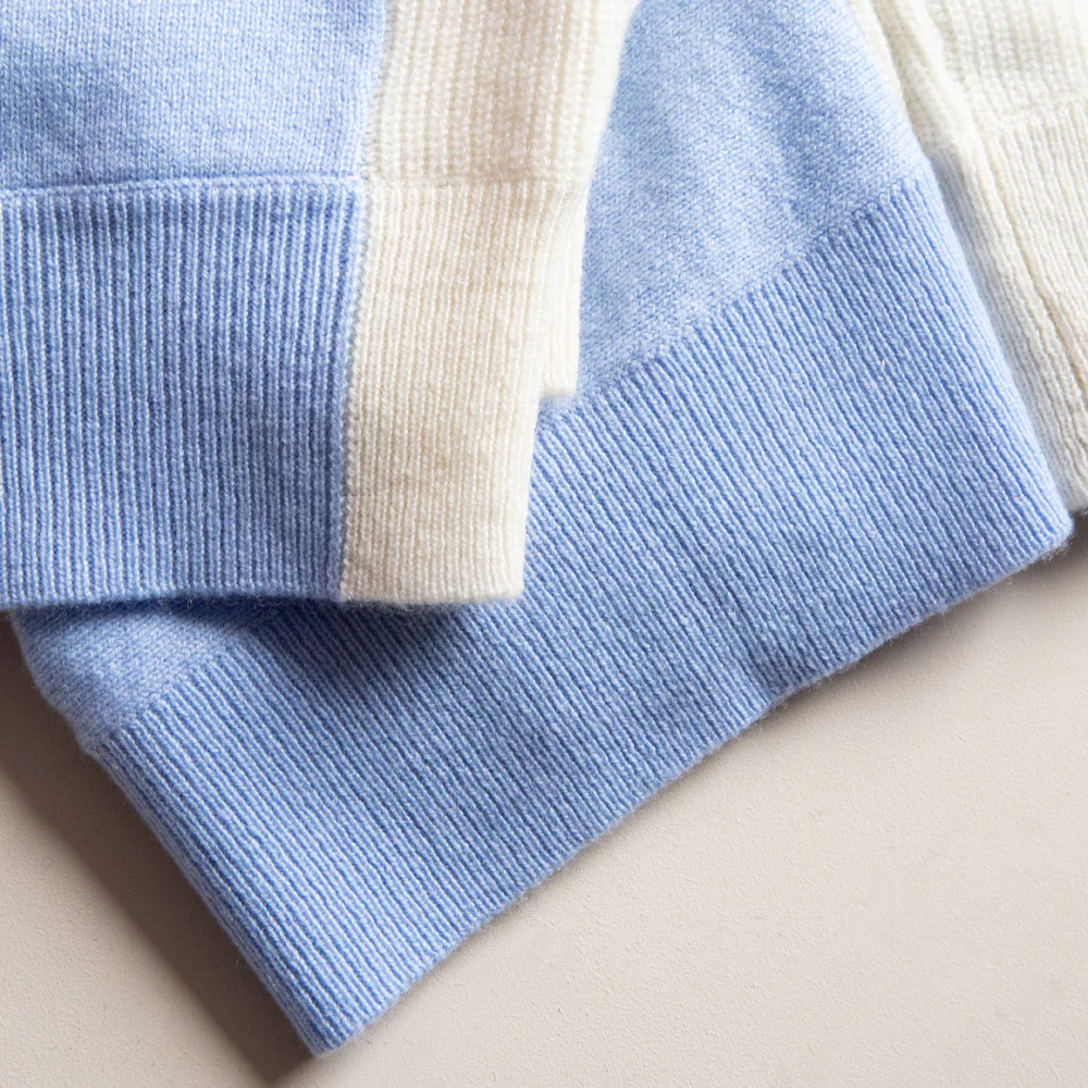 Light Blue/Cream Cashmere Jumper - Image 2