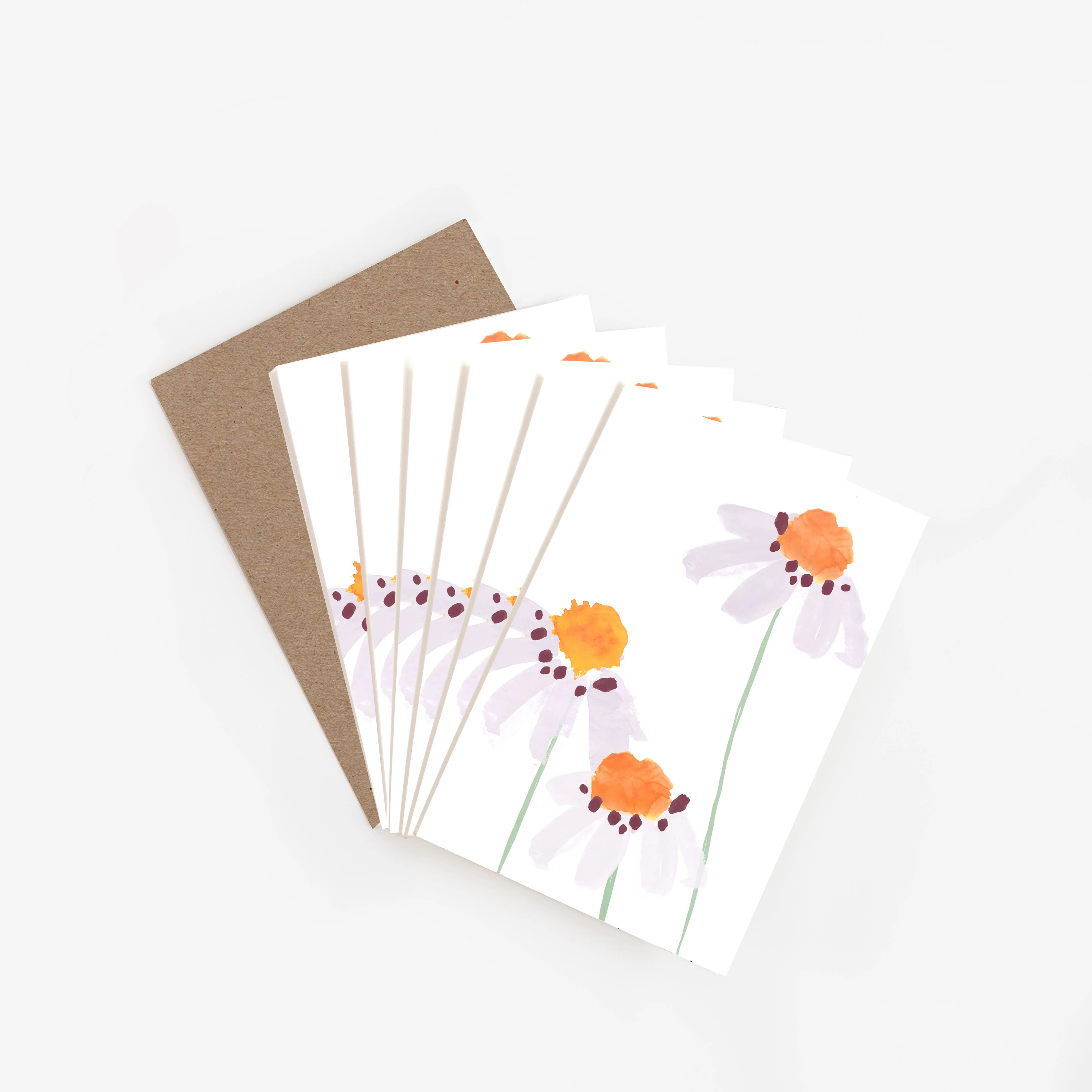 Lilac Watercolour Flowers Cards Pack of 6