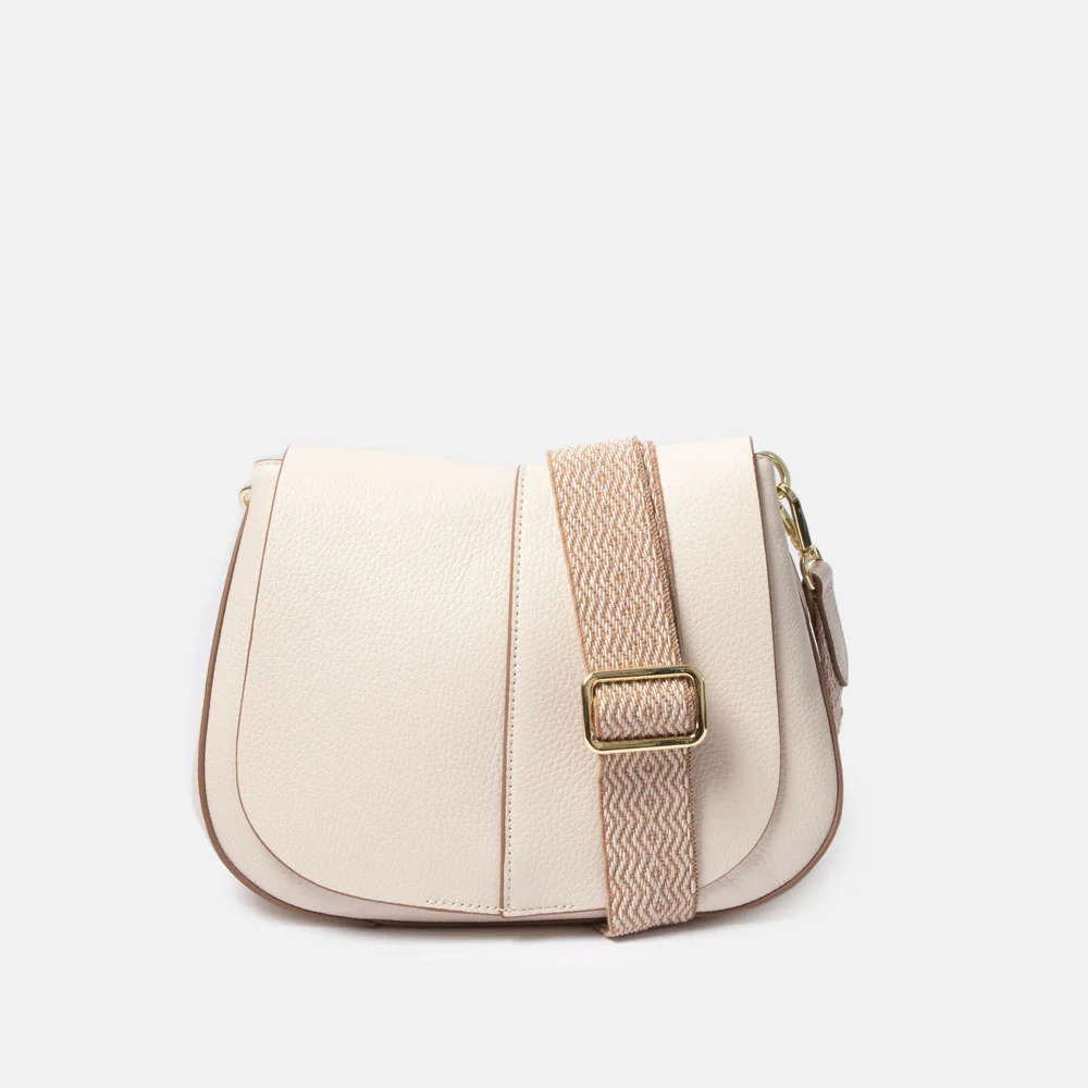 Marble White Leather Helena Saddle Bag