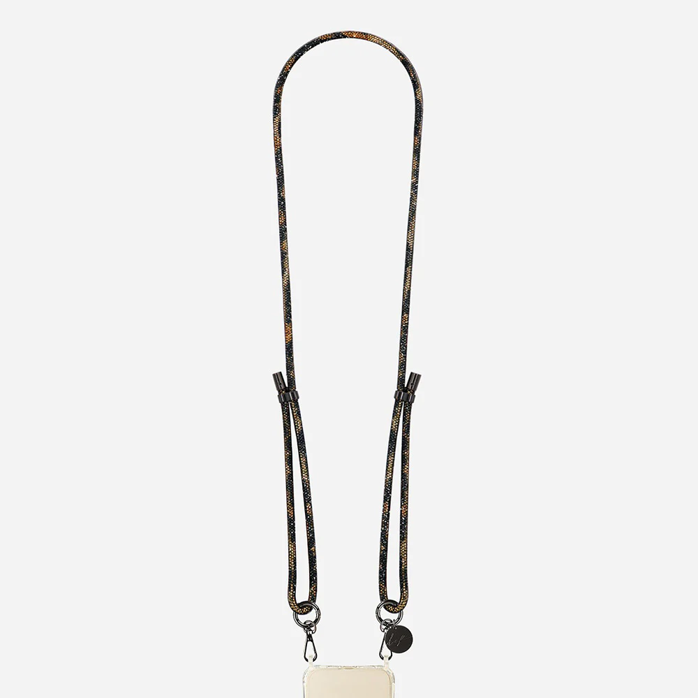 Mariah Black/Leopard Metallic Cord Phone Strap