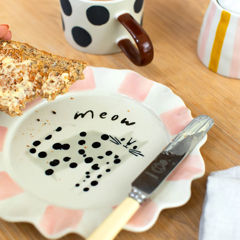 Meow Dotty Cat Ceramic Plate - Image 2