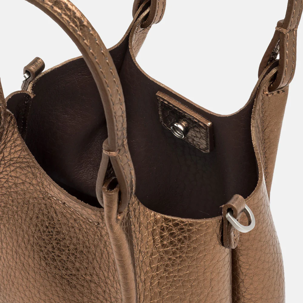Metallic Bronze Leather Dua Bag - Image 2