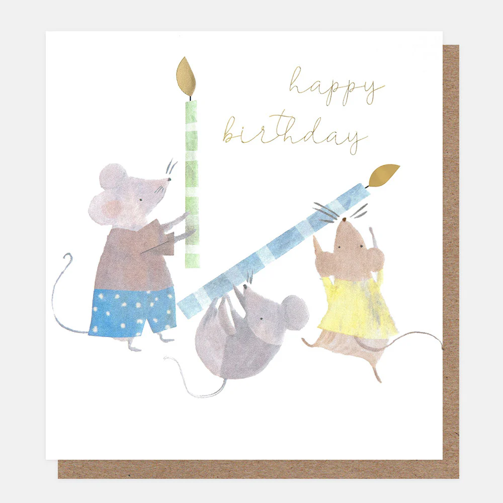 Mice With Candles Birthday Card
