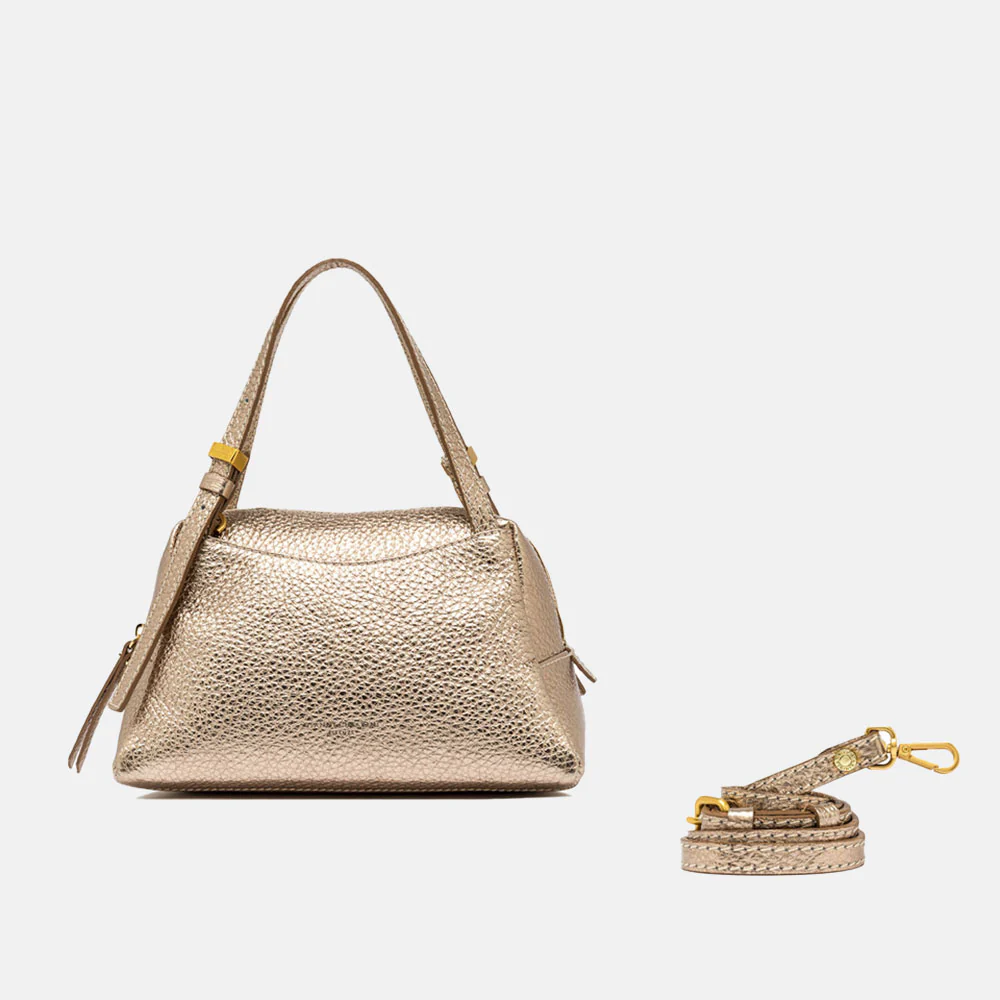 Gold Metallic Leather Dea Handbag