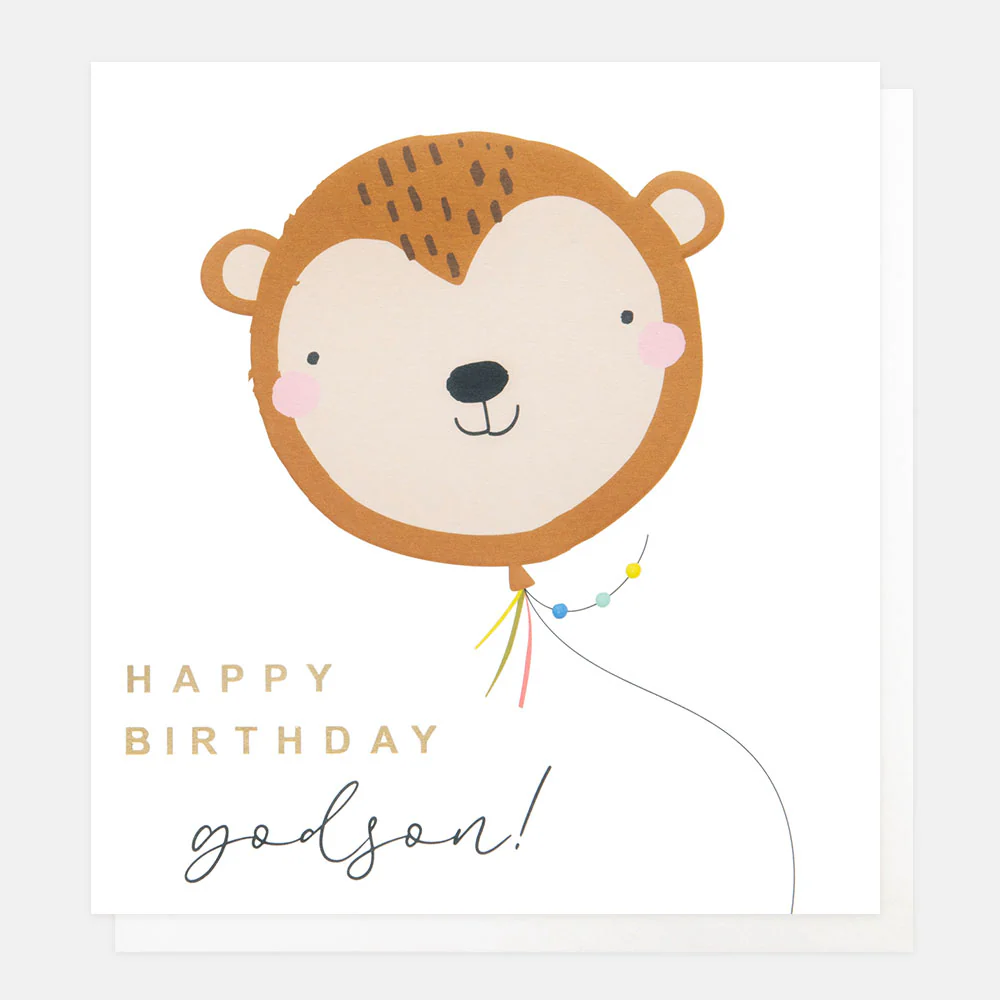 Monkey Balloon Birthday Card For Godson