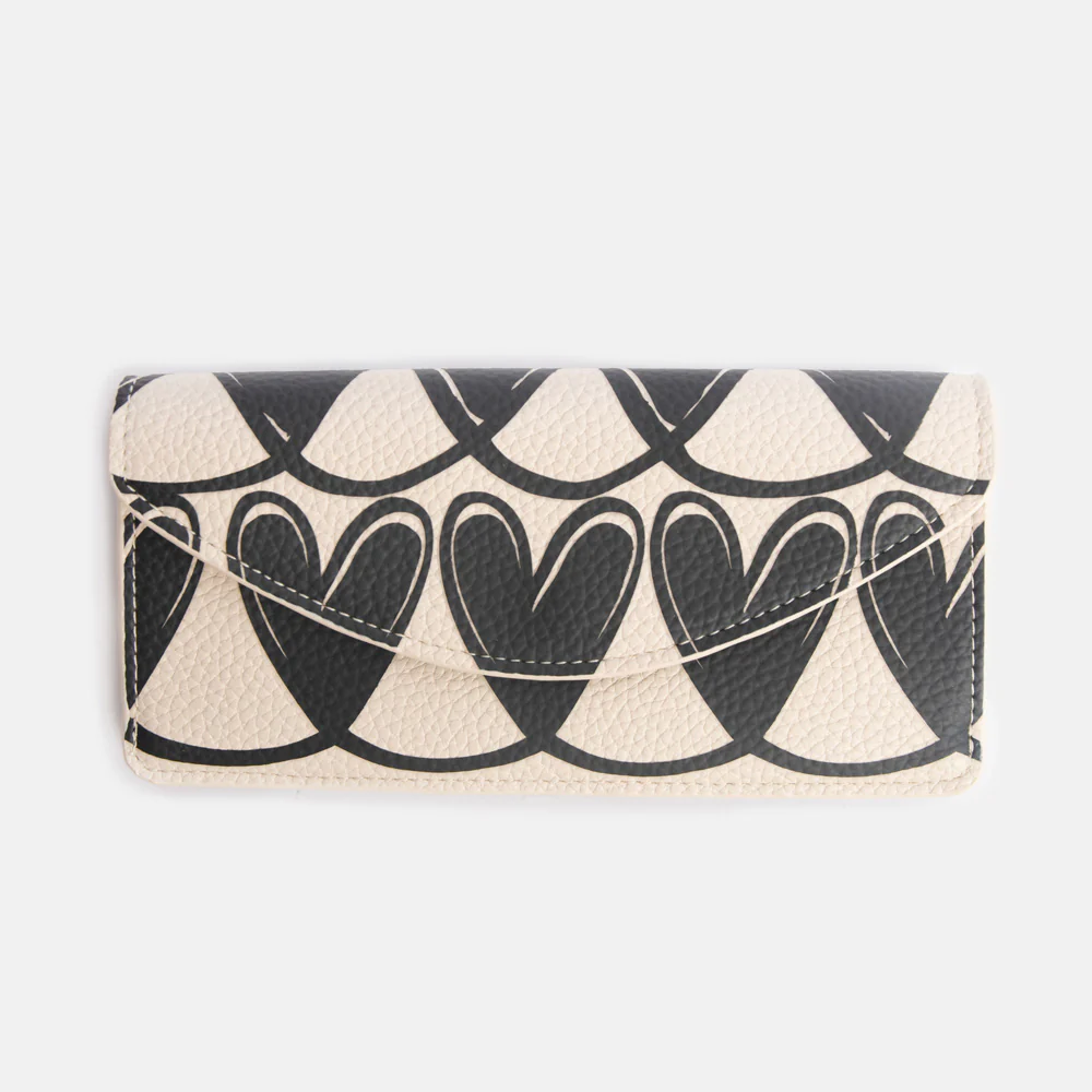 Mono Looped Hearts Envelope Purse