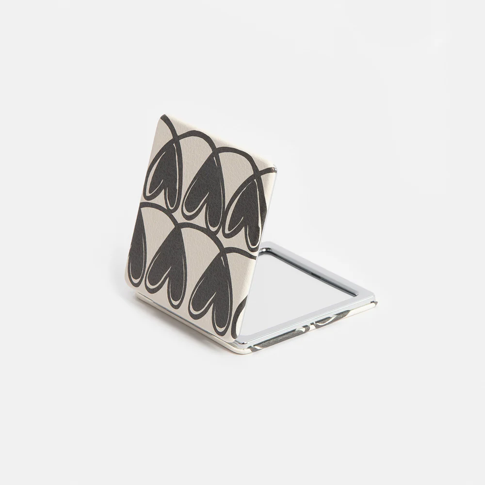 Mono Looped Hearts Square Pocket Mirror